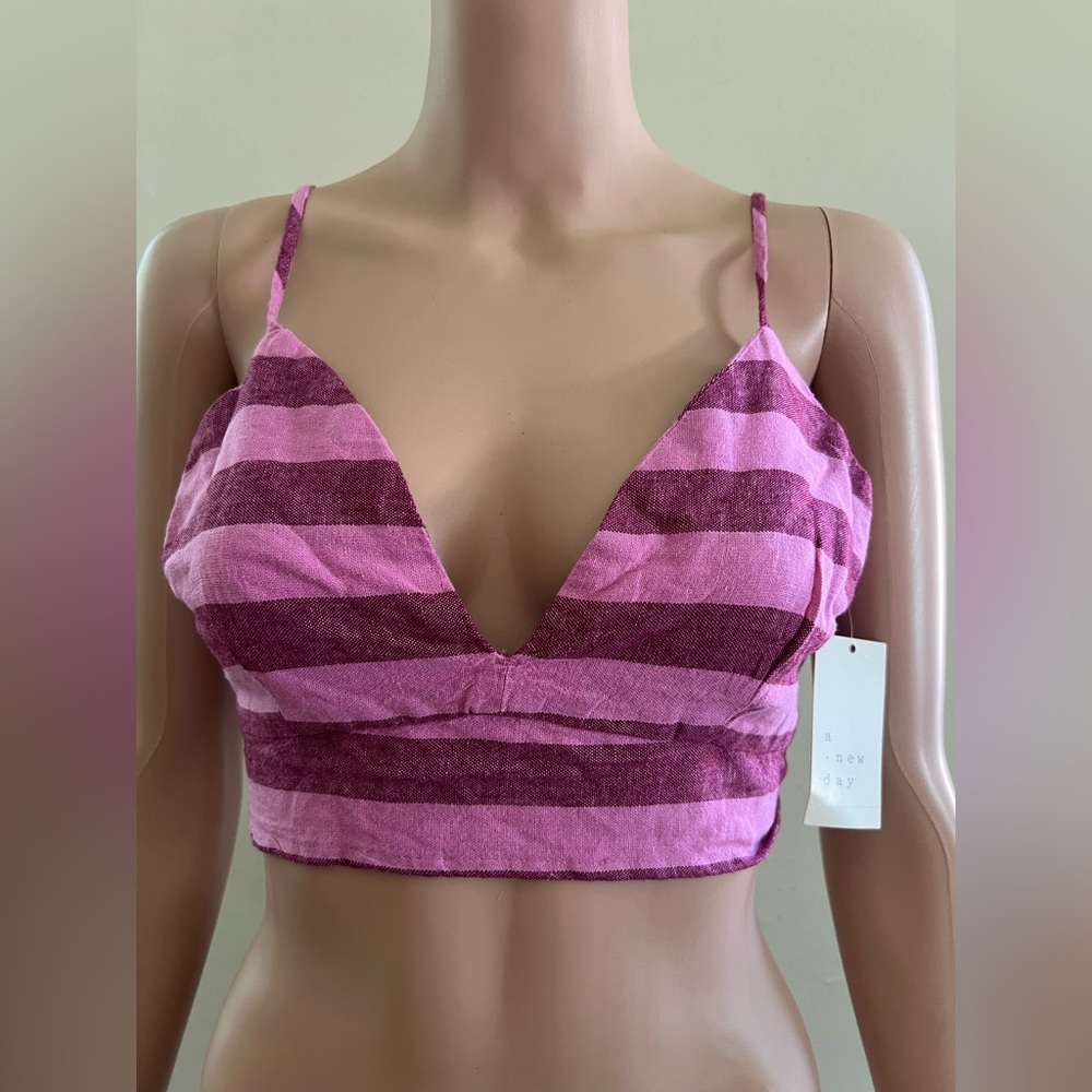a new day Pink and Purple Striped Crop Top
